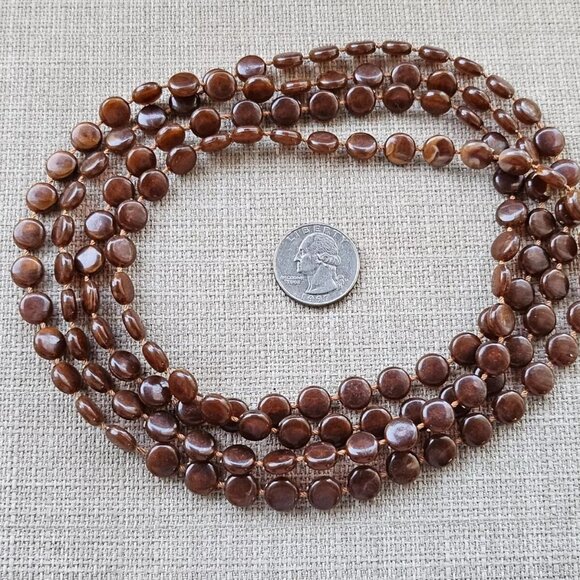 Women Necklace Brown Plastic Beads Long Necklace Fashion Jewelry Unbranded - Picture 11 of 11